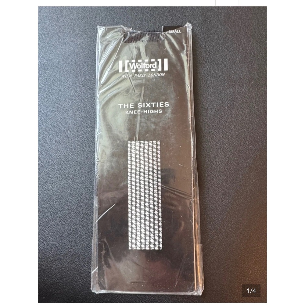 Wolford The Sixties Knee-Highs Black Fishnet Socks Style 34307 Size Small NEW